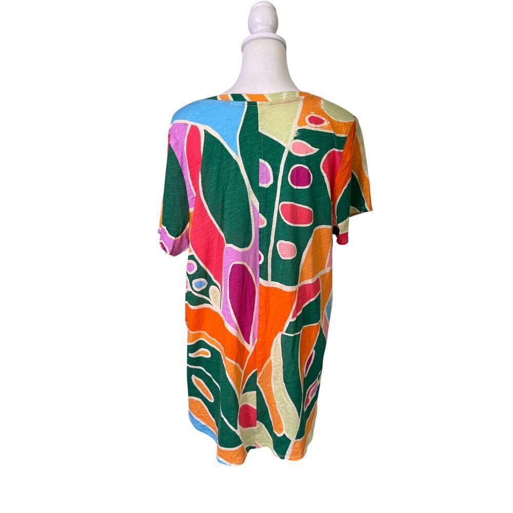 christian sirano NY top short sleeve bold color design v neck womens size 1x - Picture 4 of 5